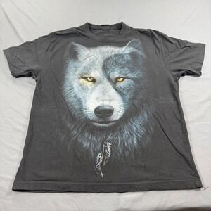 Spiral Direct Wolf Dreamcatcher Graphic T-Shirt Black Mens XL Gothic Yin Yang